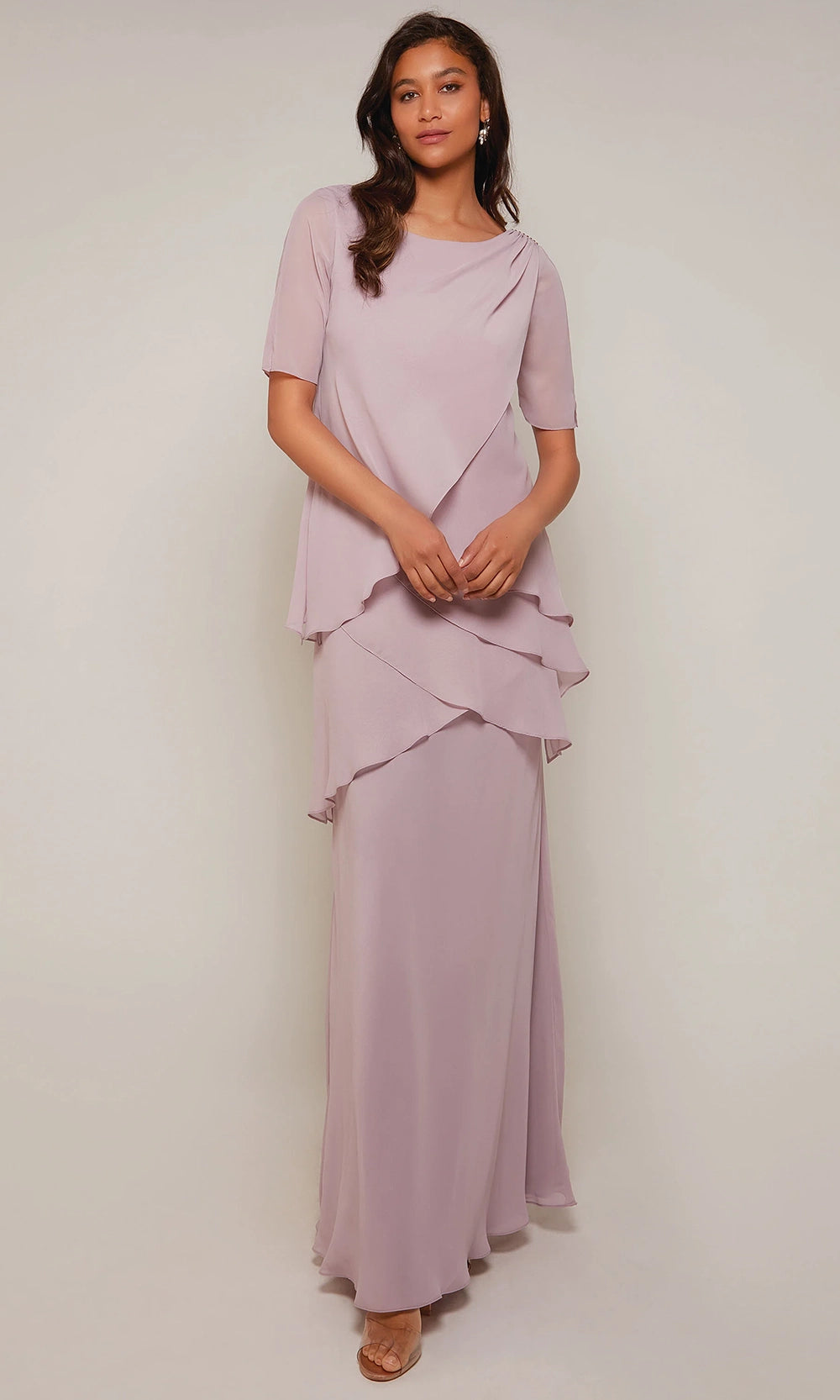 Alyce Paris 27593 - Tiered Chiffon Scoop Neck Gown - designer mother of the bride dress at Silhouette Dresses