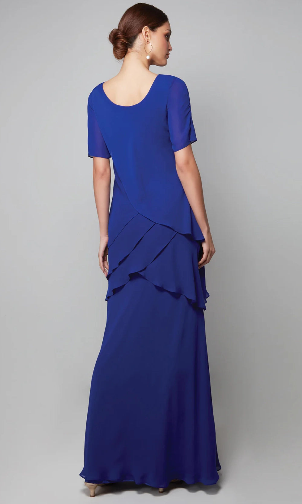 Alyce Paris 27593 - Tiered Chiffon Scoop Neck Gown - back view
