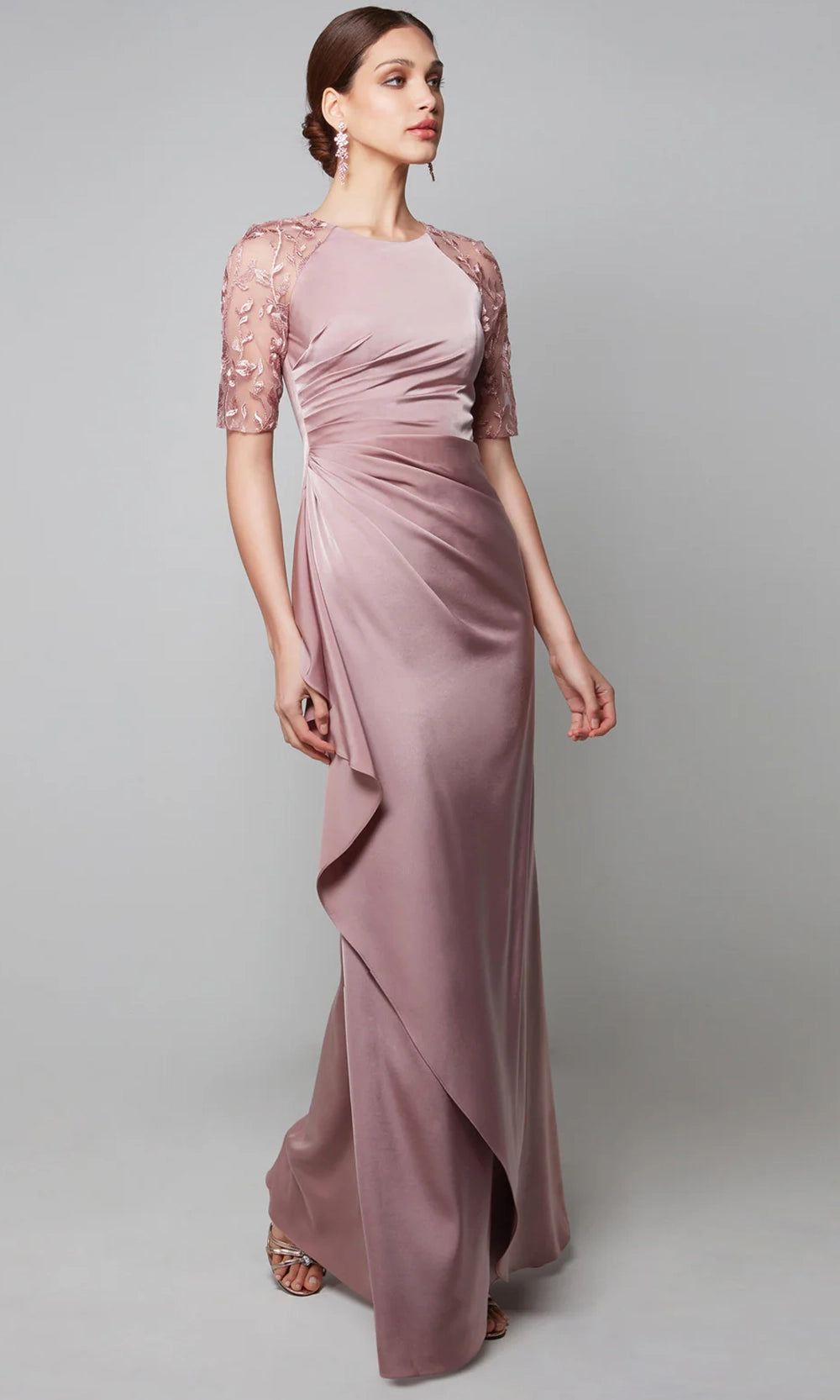 Alyce Paris 27601 - Sheer Embroidered Sleeve Formal Gown - back view