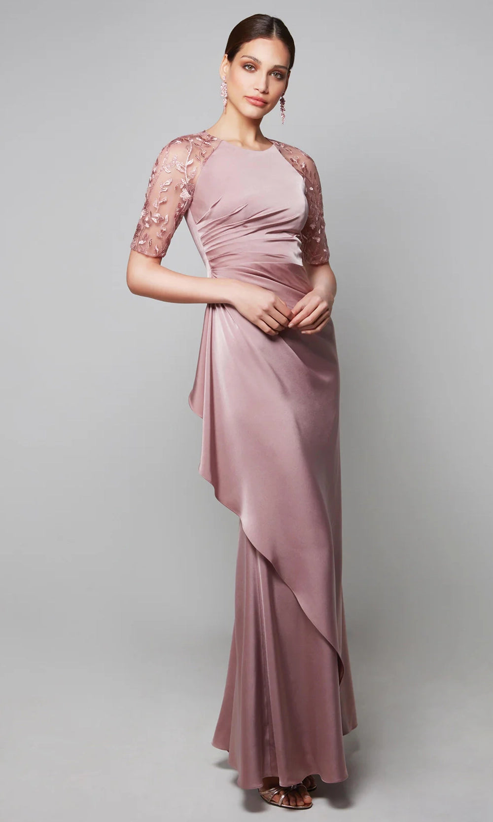 Alyce Paris 27601 - Sheer Embroidered Sleeve Formal Gown - designer mother of the bride dress at Silhouette Dresses