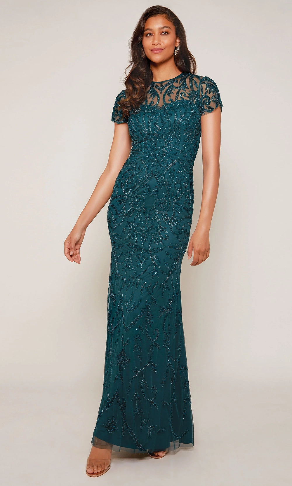 Alyce Paris 27607 - Beaded Tulle Illusion Neckline Gown - view 4