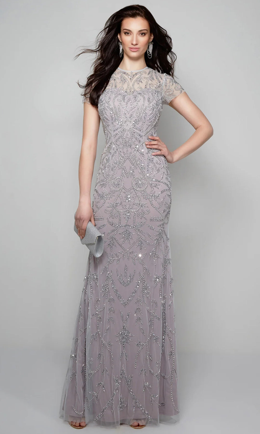 Alyce Paris 27607 - Beaded Tulle Illusion Neckline Gown - back view