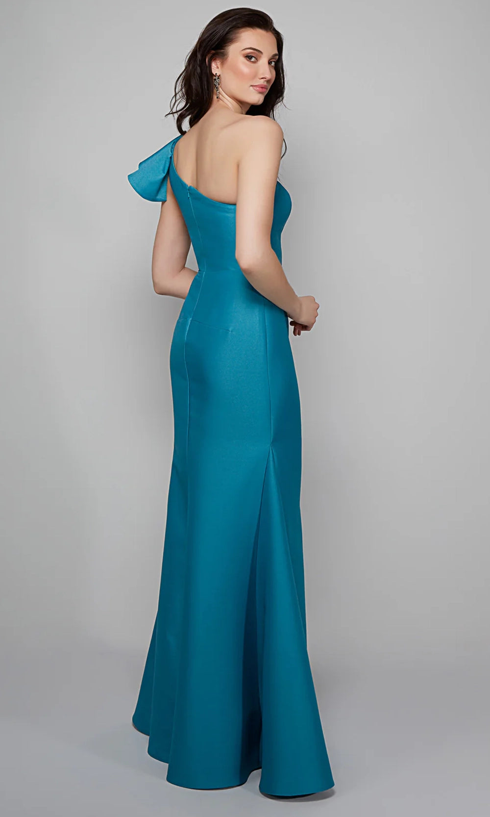 Alyce Paris 27641 - Asymmetric Mikado Gown with Shoulder Ruffle - view 4
