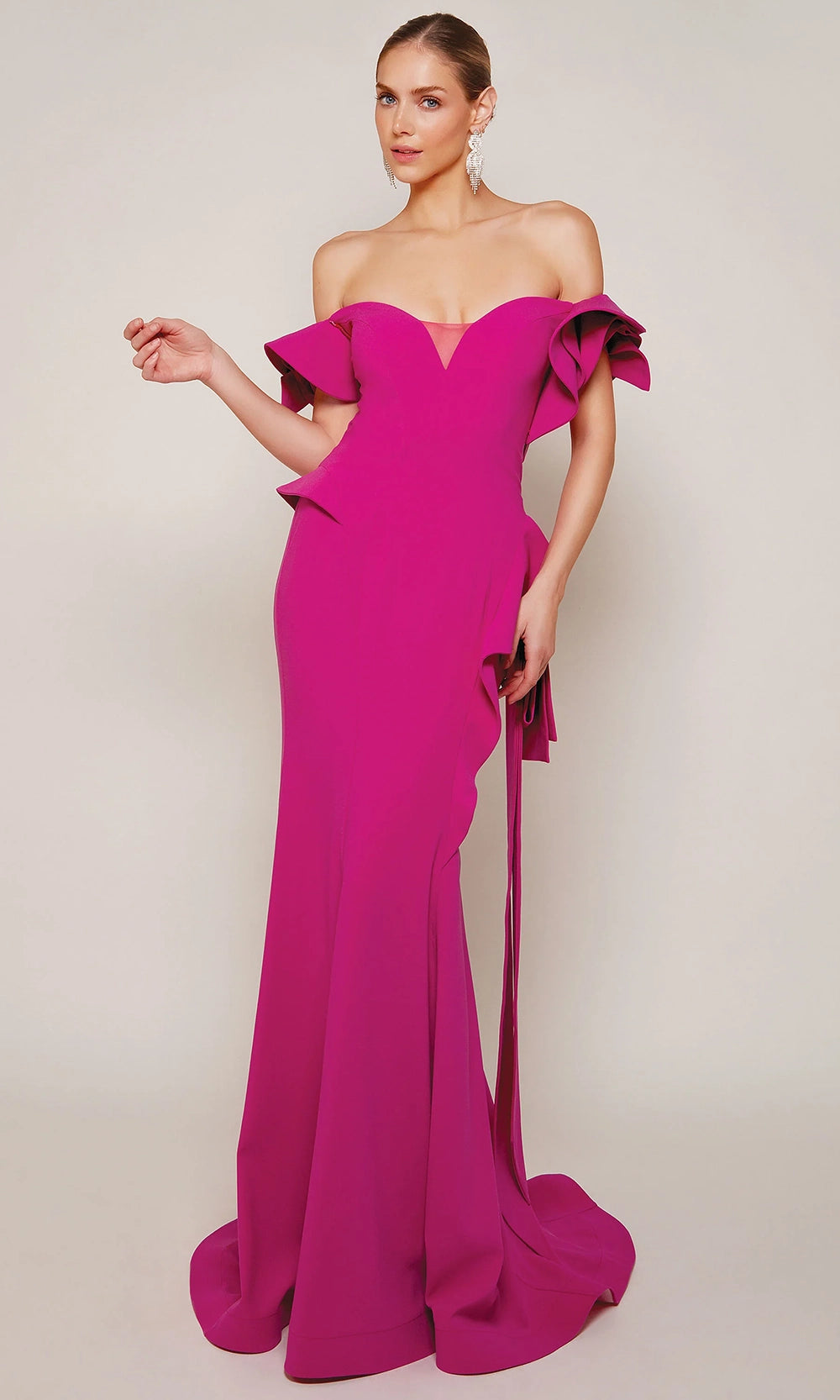 Alyce Paris 27643 - Off Shoulder Ruffle Evening Gown - detail view