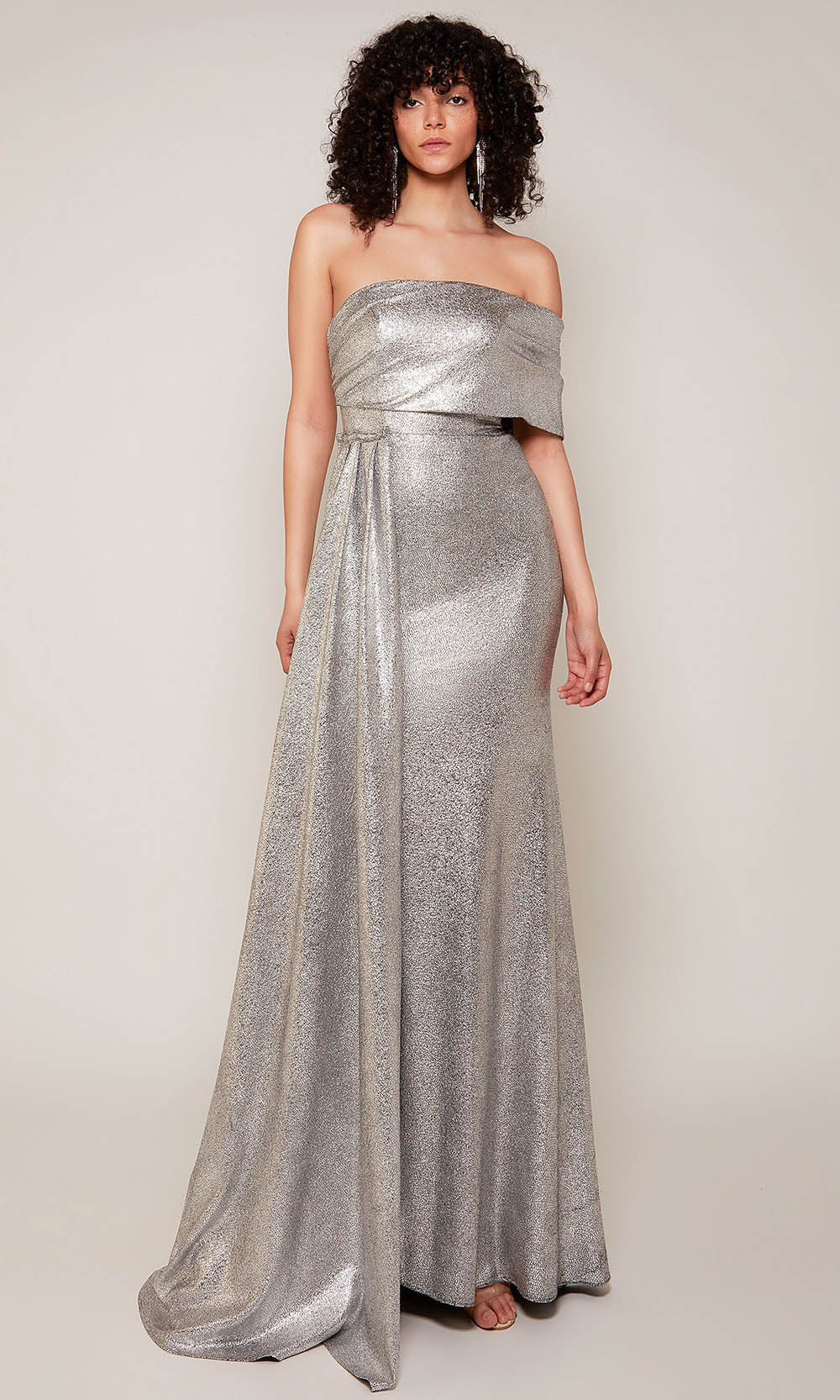 Alyce Paris 27663 - Metallic Jacquard Asymmetric Sheath Gown - back view