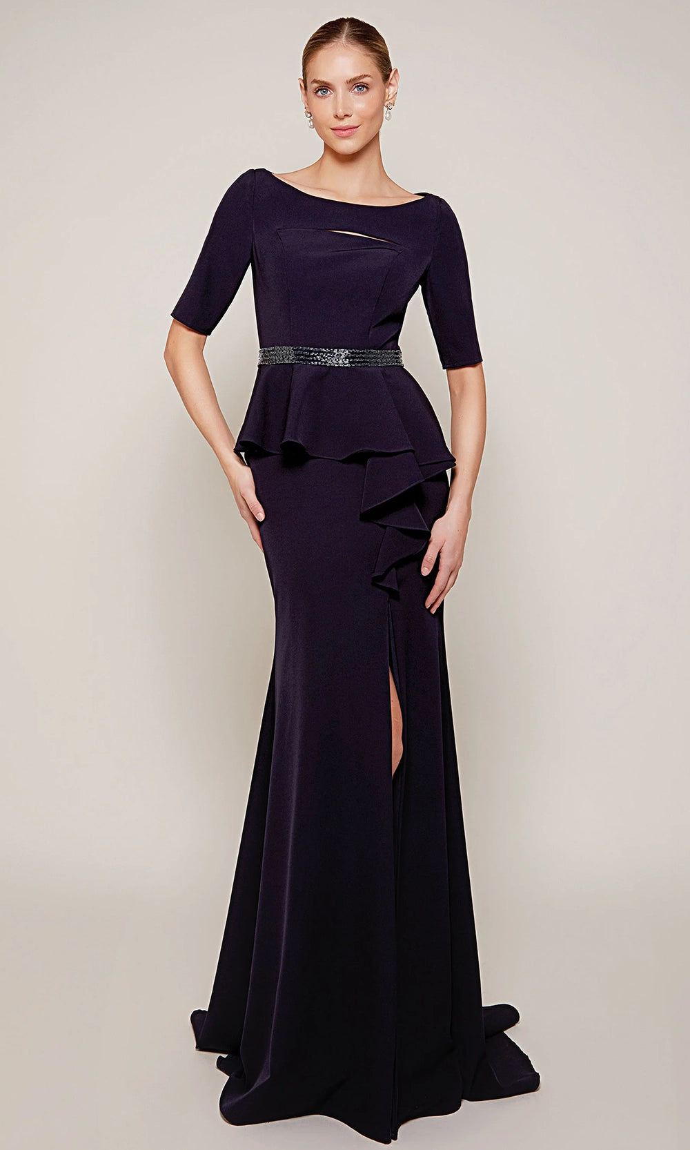 Alyce Paris 27679 - Beaded Belt Peplum Sheath Dress - back view