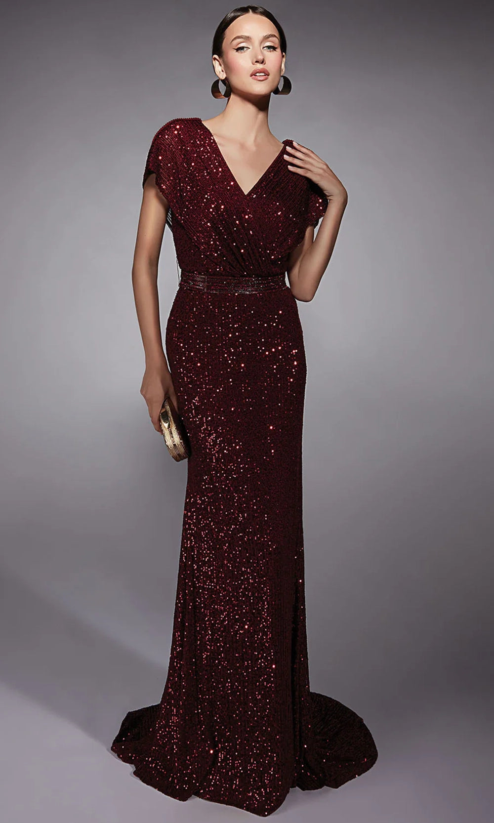 Alyce Paris 27708 - Short Sleeve Sequin Sheath Gown - designer prom dress at Silhouette Dresses