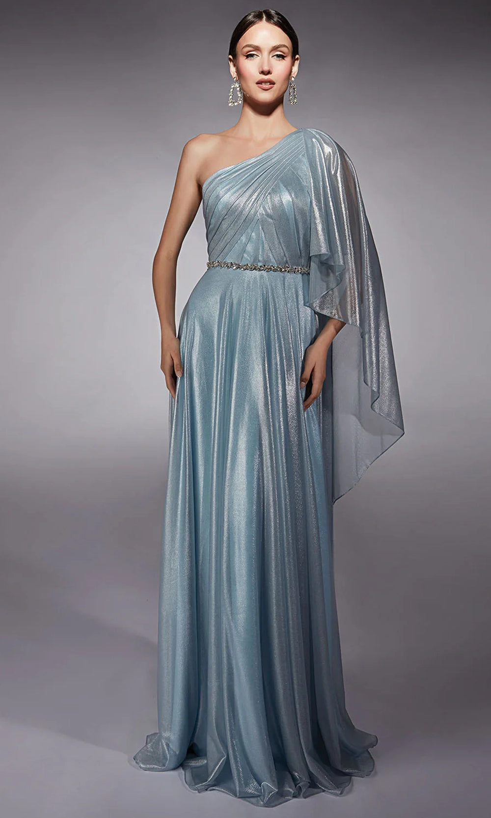 Alyce Paris 27719 - Metallic Chiffon One Shoulder Gown - back view