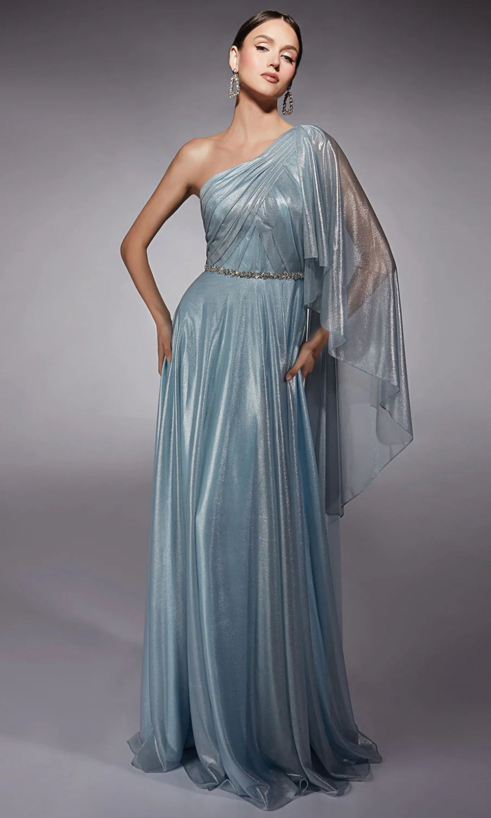 Alyce Paris 27719 - Metallic Chiffon One Shoulder Gown - view 4