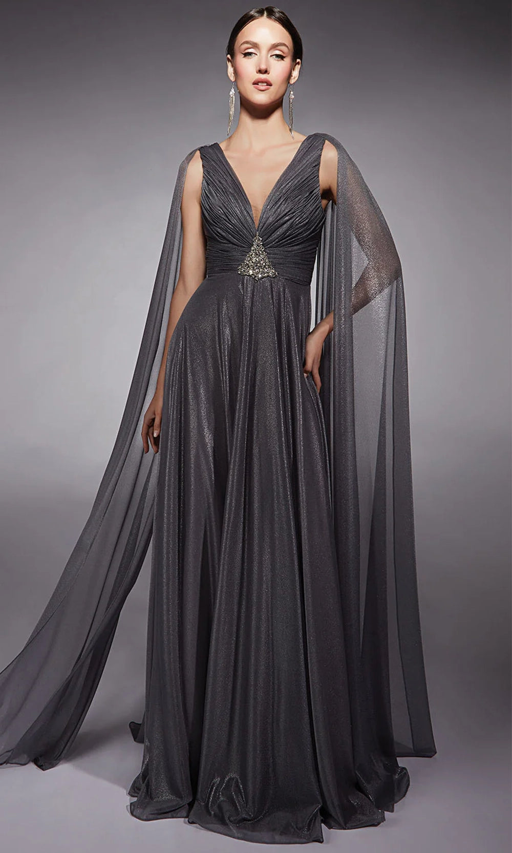 Alyce Paris 27720 - Cape Sleeve Rhinestone Accent Long Gown - designer prom dress at Silhouette Dresses