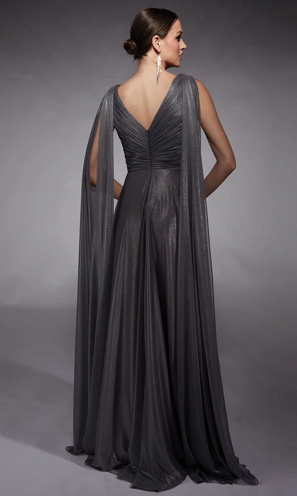 Alyce Paris 27720 - Cape Sleeve Rhinestone Accent Long Gown - back view