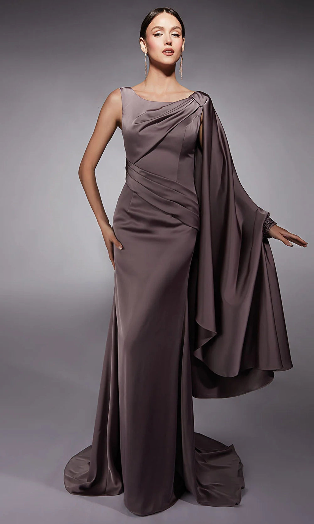 Alyce Paris 27722 - Satin One Shoulder Pleated Gown - designer evening gown at Silhouette Dresses