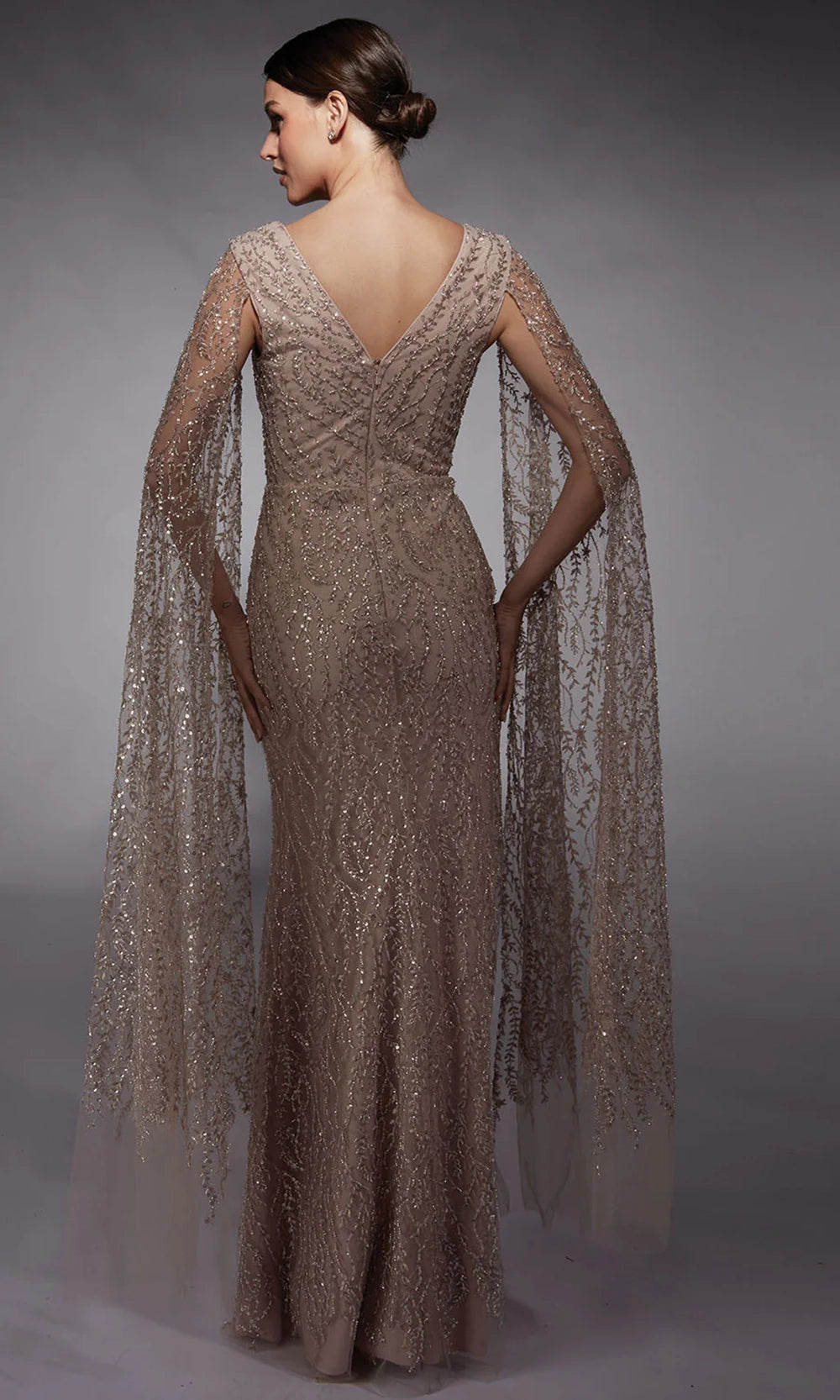 Alyce Paris 27725 - Sequined Detachable Cape Sleeve Dress - view 6