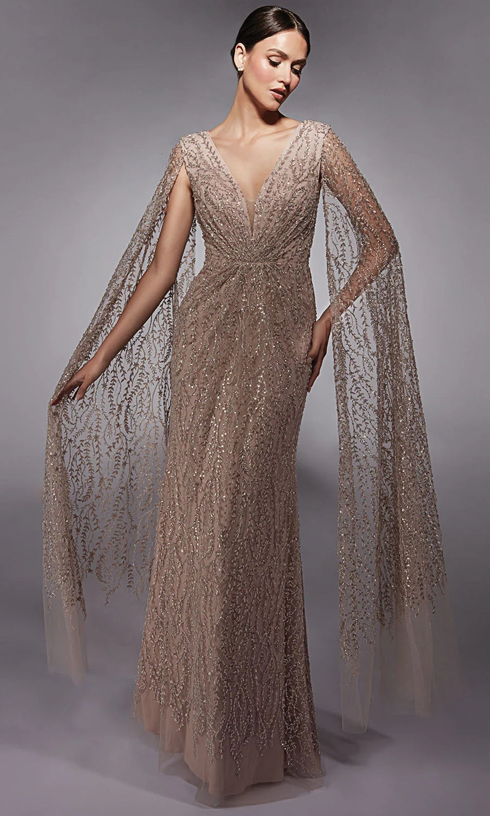 Alyce Paris 27725 - Sequined Detachable Cape Sleeve Dress - view 7