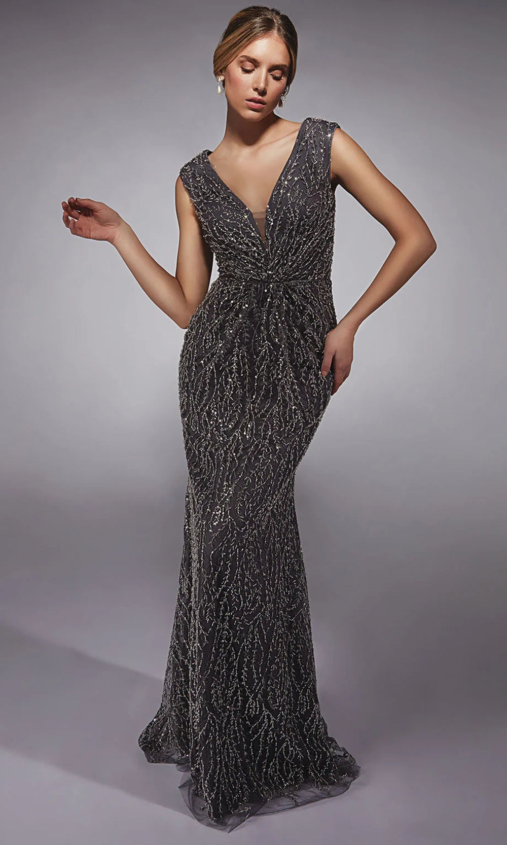 Alyce Paris 27725 - Sequined Detachable Cape Sleeve Dress - back view