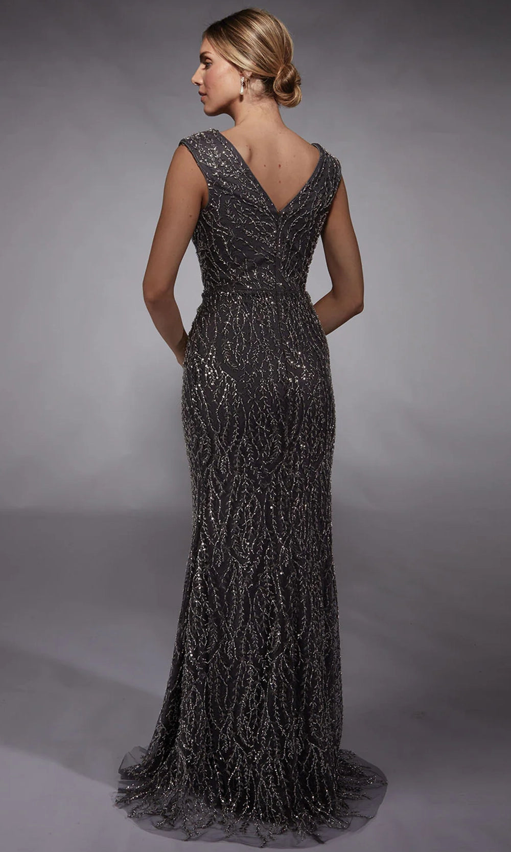 Alyce Paris 27725 - Sequined Detachable Cape Sleeve Dress - detail view