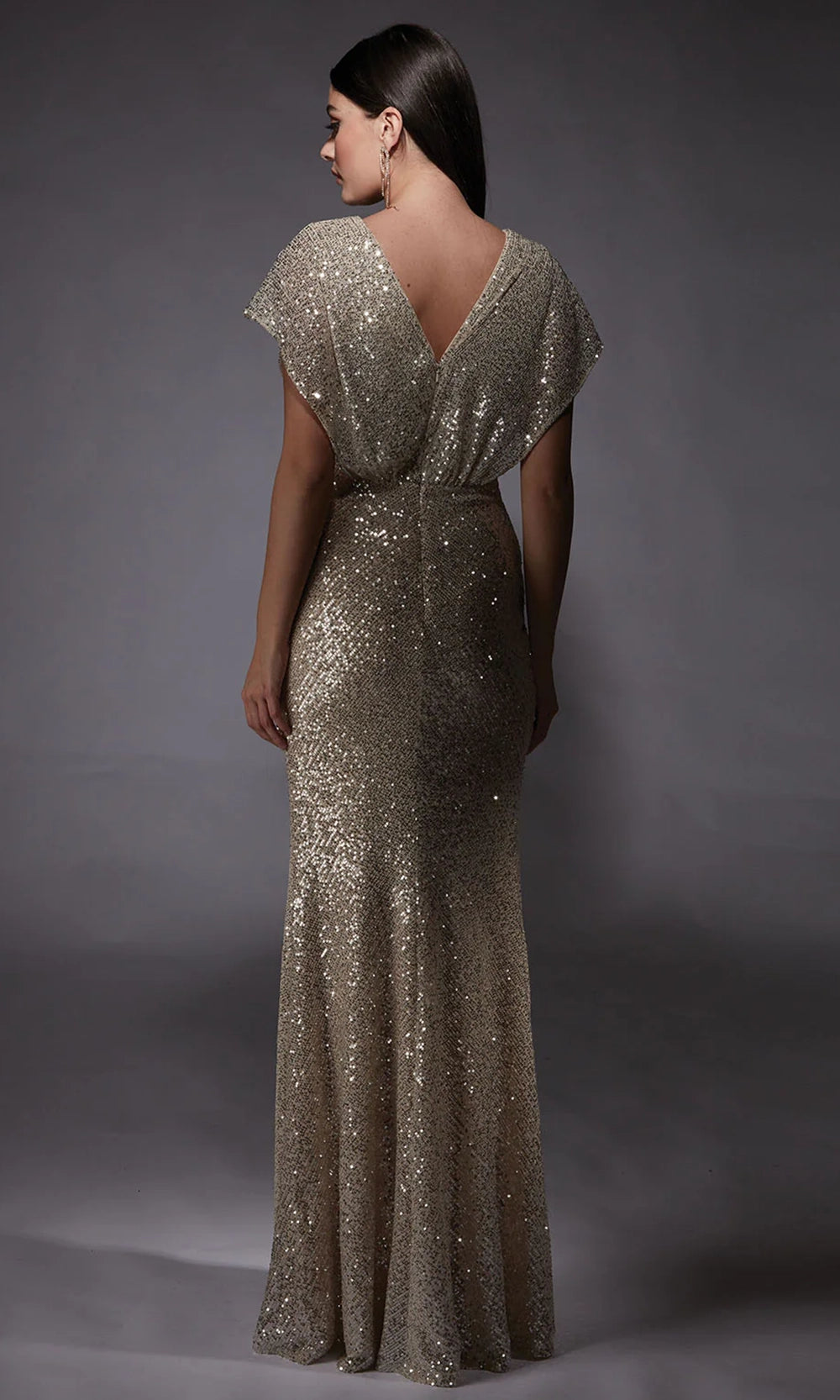 Alyce Paris 27729 - Glittering V-Neck Dress with Slit - detail view
