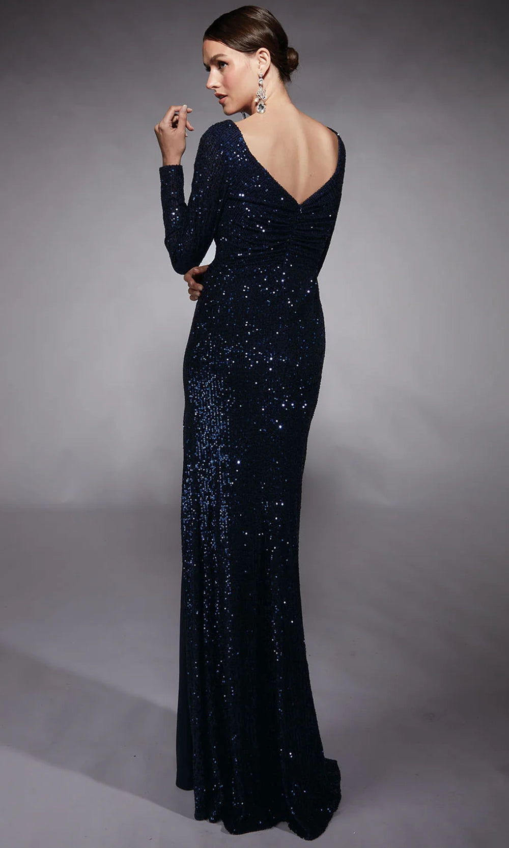 Alyce Paris 27741 - Sequin Long Sleeve V-Neck Dress - back view