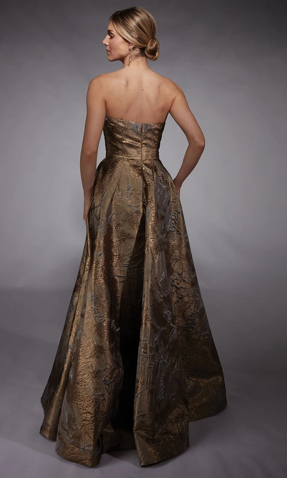 Alyce Paris 27760 - Off Shoulder Metallic Jacquard Gown - back view