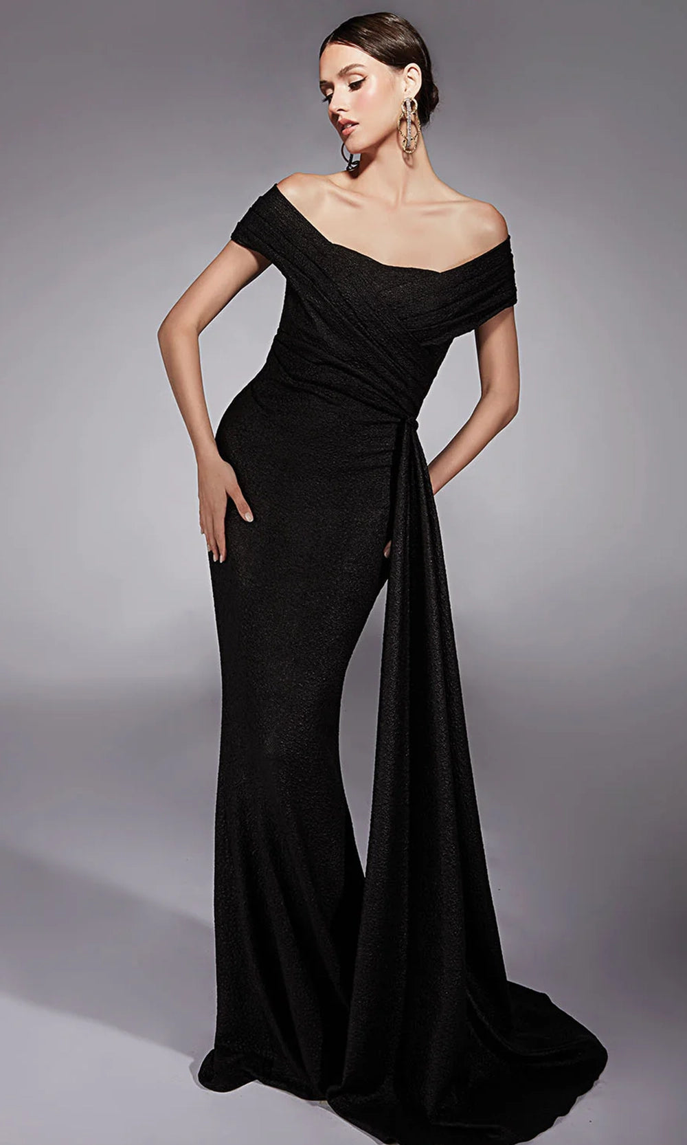 Alyce Paris 27767 - Crisscross Bodice Off Shoulder Jacquard Dress - view 7