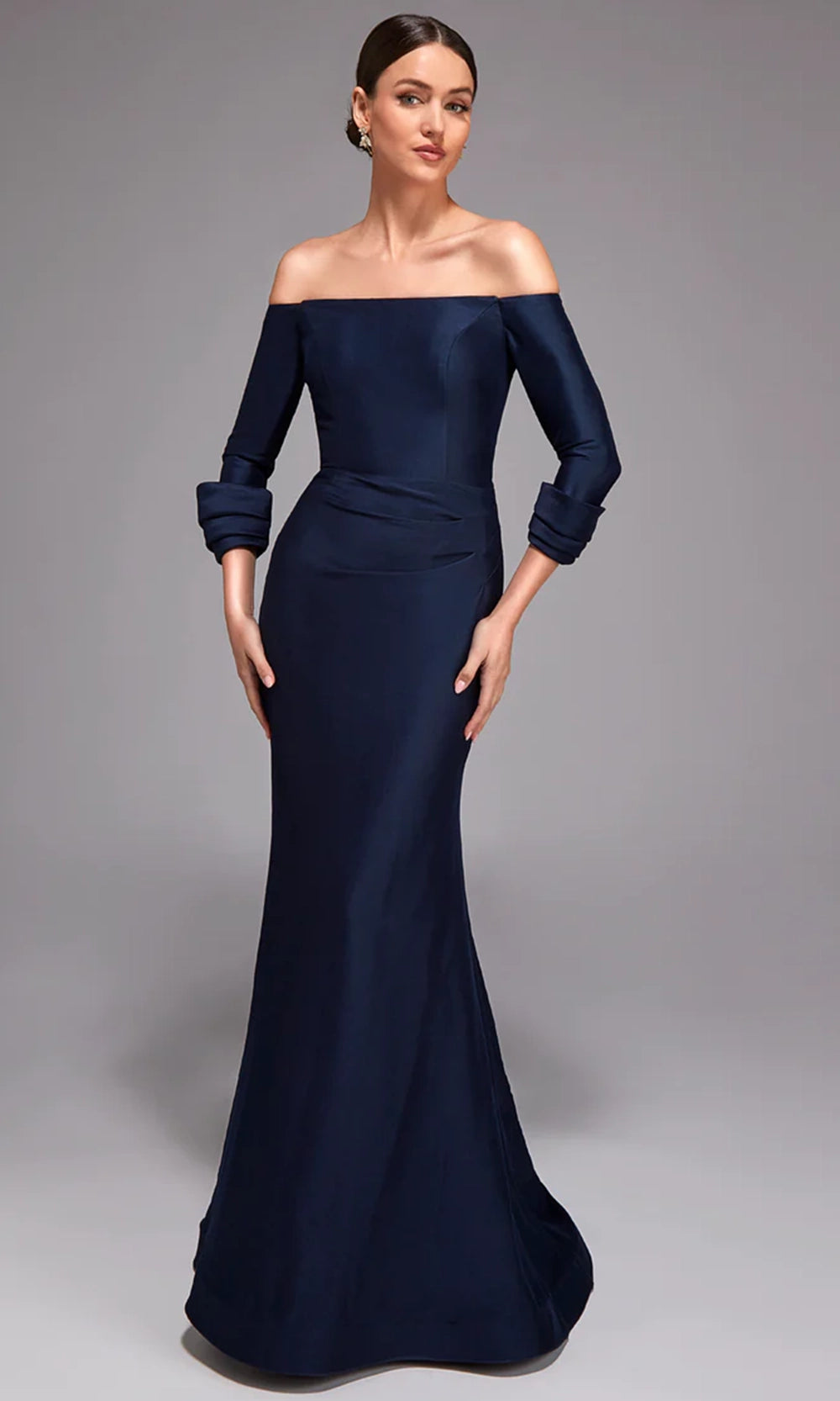 Alyce Paris 27782 - Off Shoulder Gown with Cuffed Sleeves - designer mother of the bride dress at Silhouette Dresses