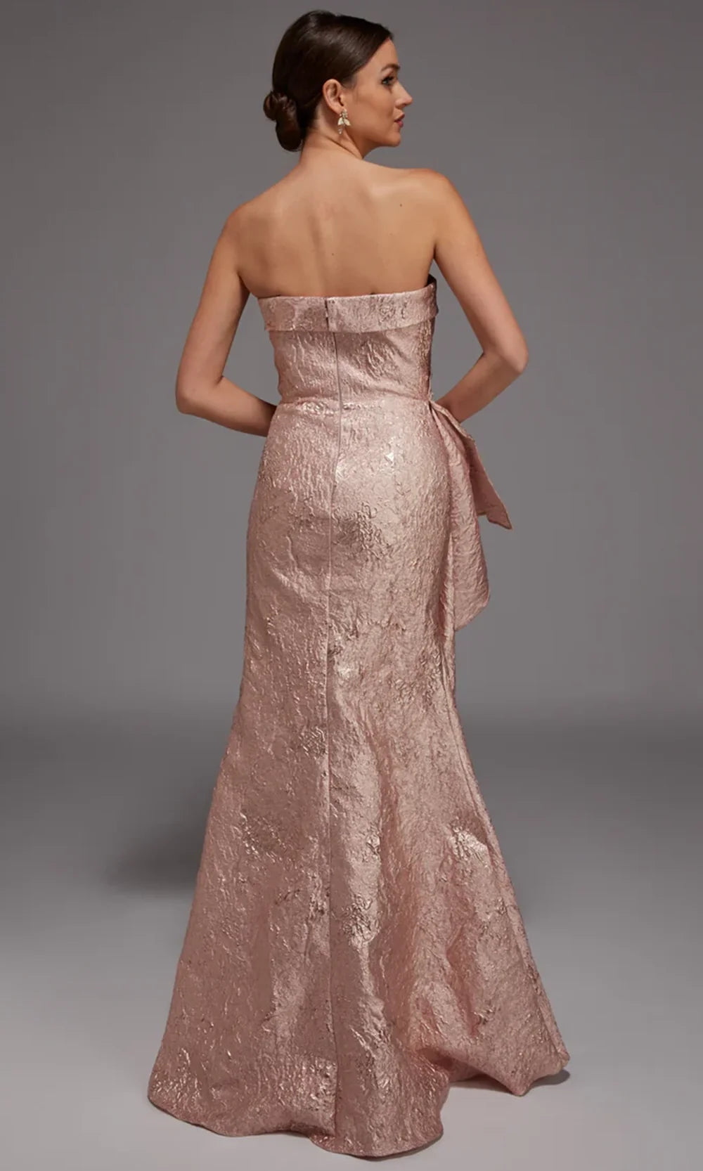 Alyce Paris 27818 - Strapless Jacquard Gown with Peplum Detail
