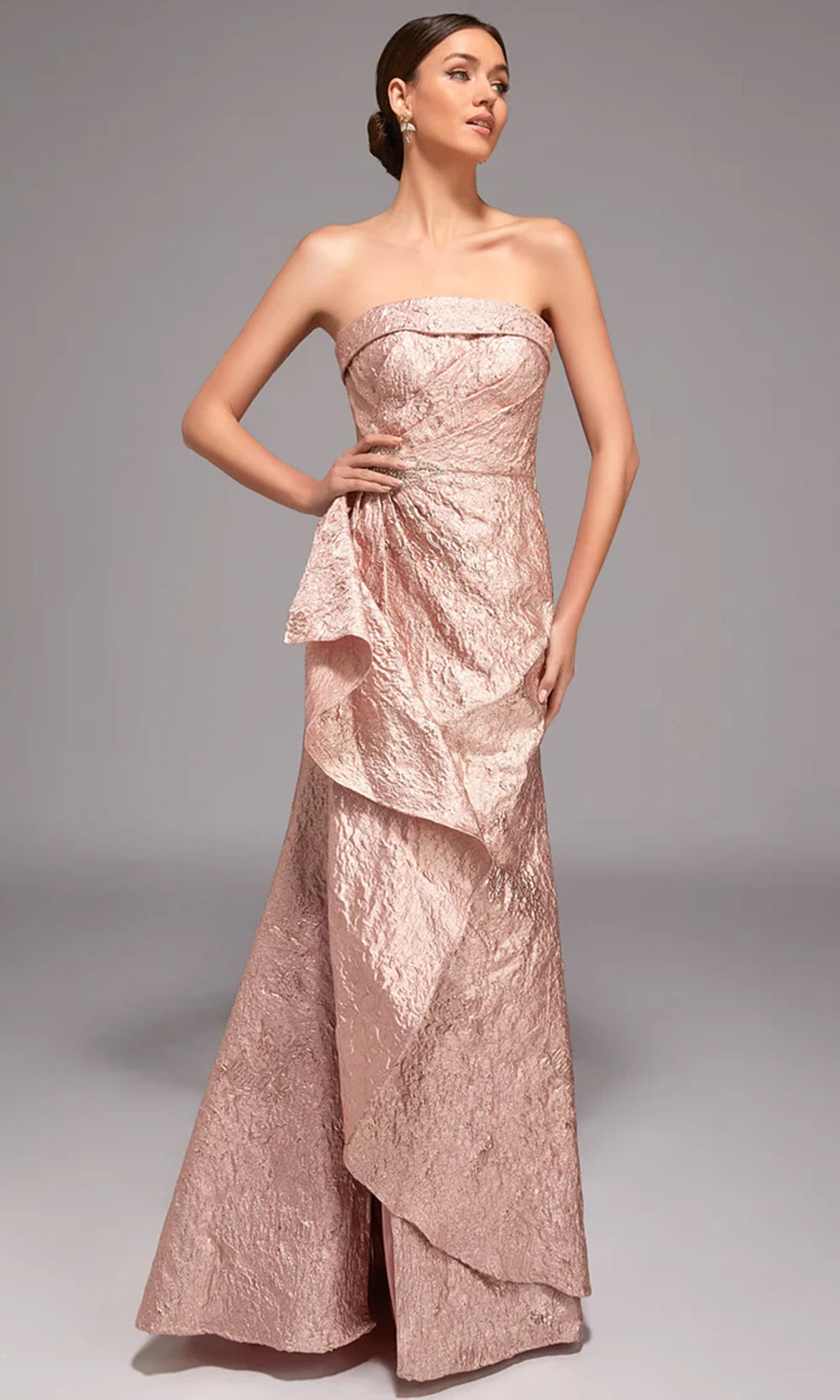 Alyce Paris 27818 - Strapless Jacquard Gown with Peplum Detail - back view