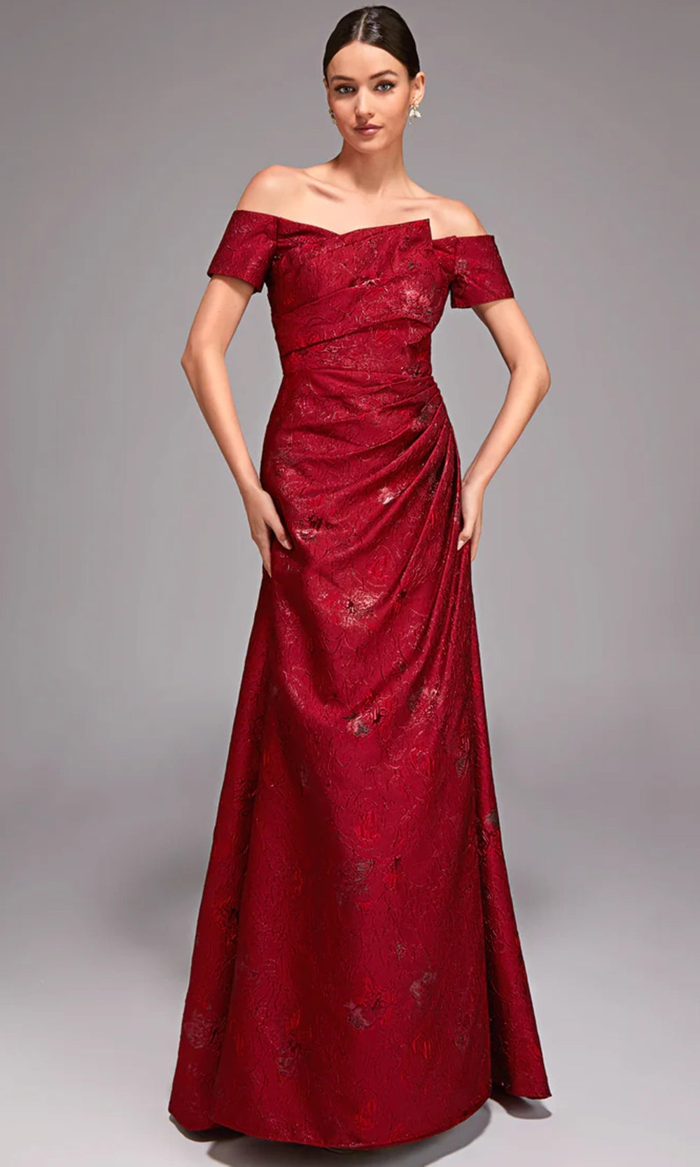 Alyce Paris 27828 - Off Shoulder Jacquard A-Line Gown - detail view