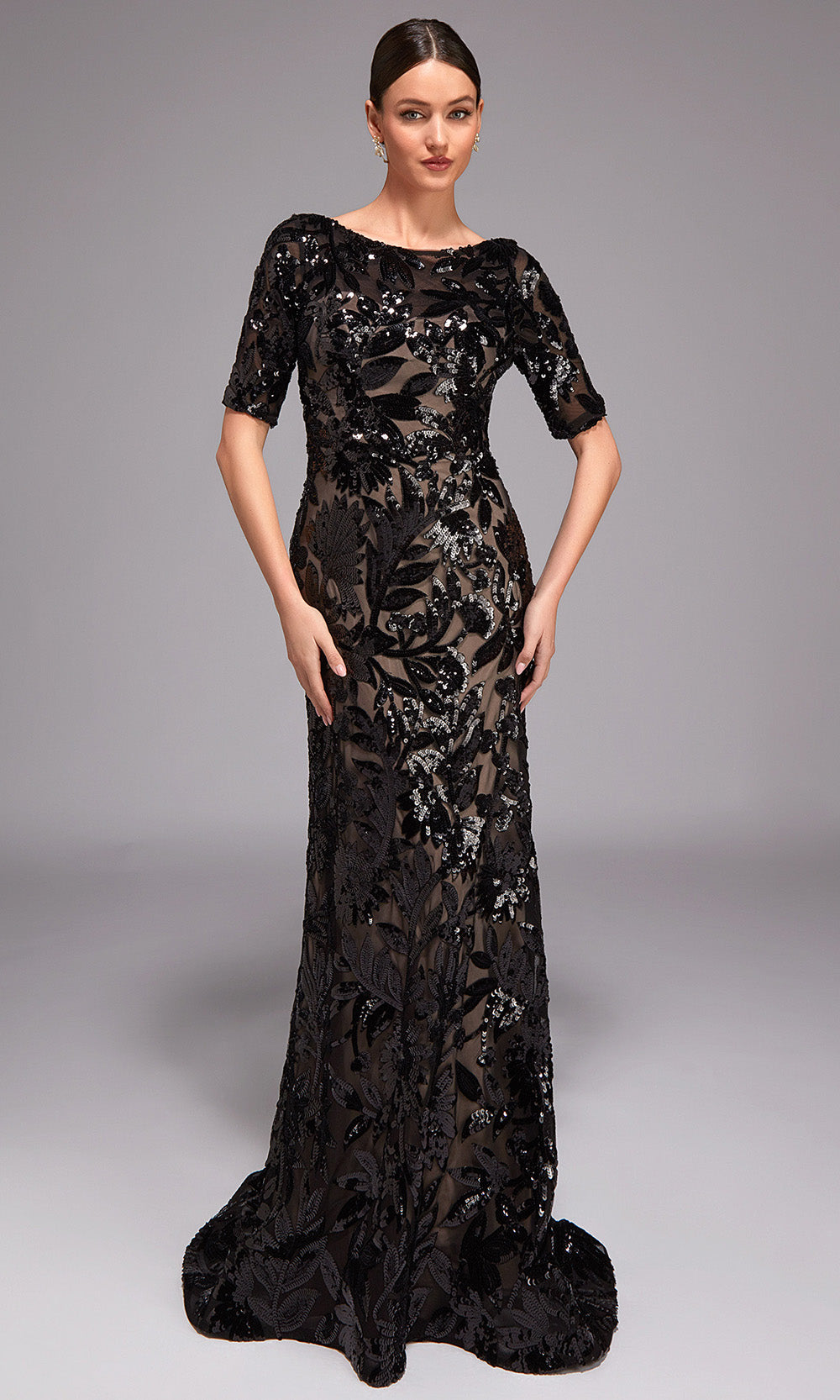 Alyce Paris 27876 - Leaf Sequin Bateau Neckline Formal Gown - designer mother of the bride dress at Silhouette Dresses
