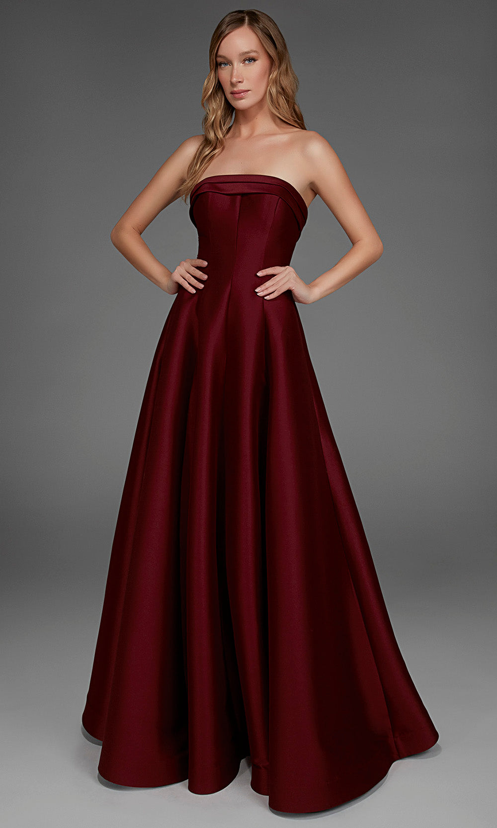 Alyce Paris 27887 - Strapless Straight Neckline Mikado Long Gown