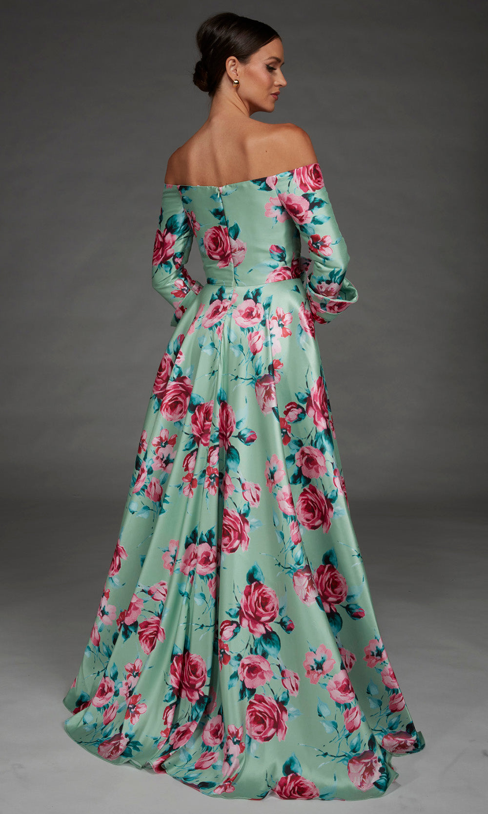 Alyce Paris 27910 - Floral Print Three-Quarter Sleeve Evening Gown