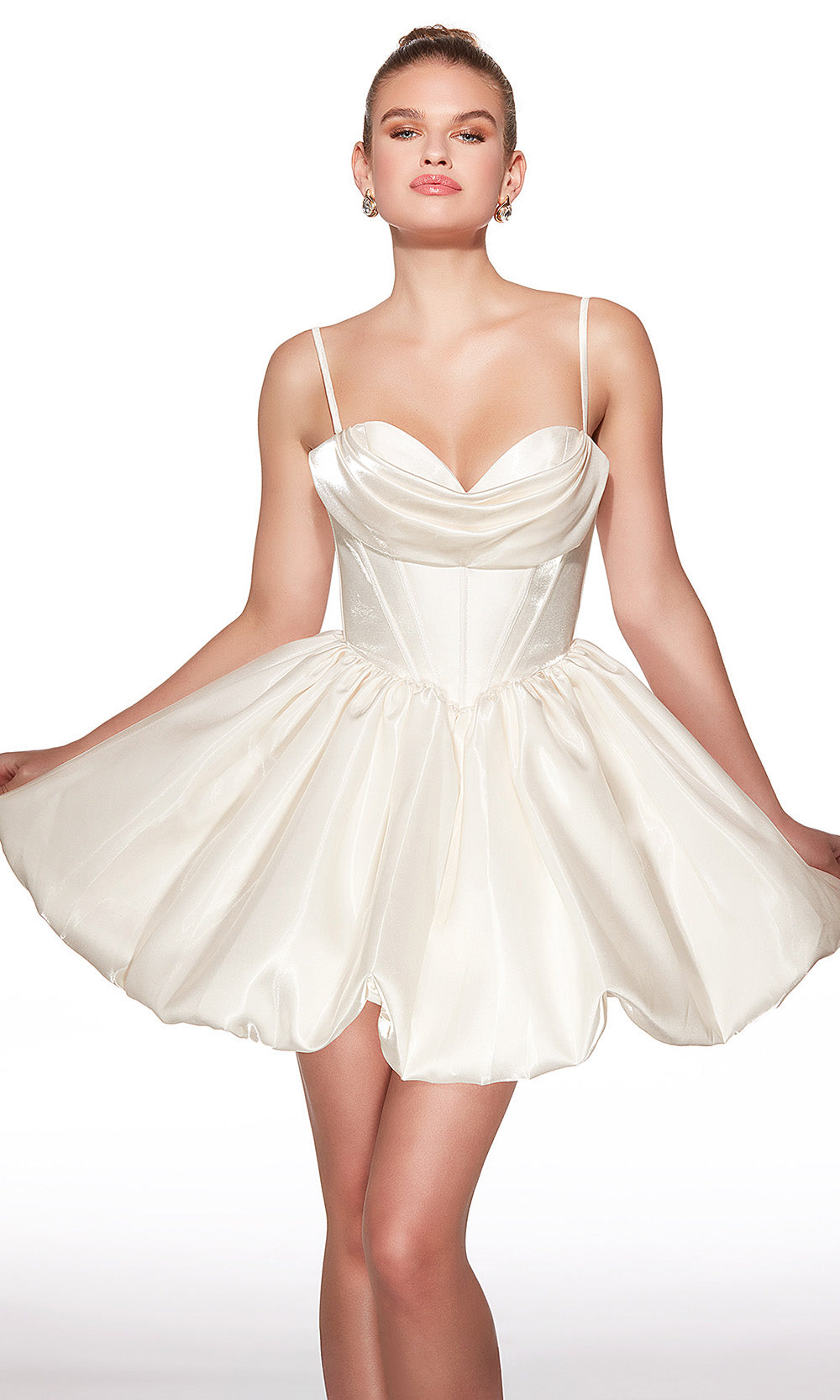 Alyce Paris 30012 - Bubble Skirt Satin Sleeveless Dress - detail view