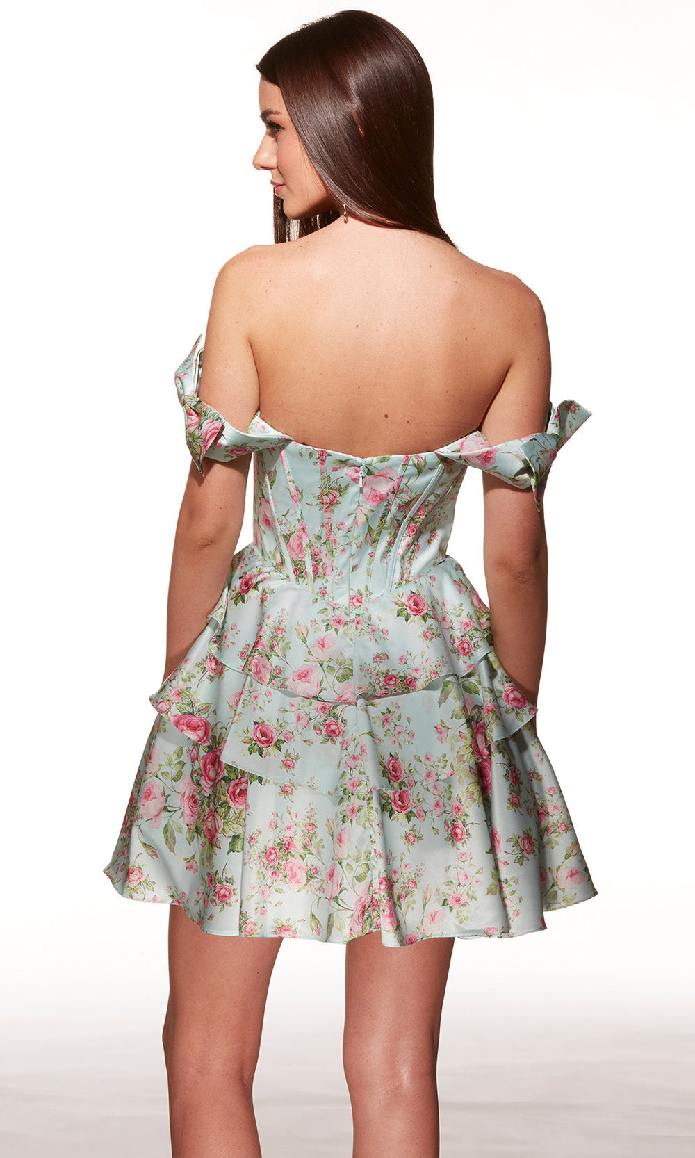 Alyce Paris 30037 - Tiered Skirt Off Shoulder Satin Dress - view 5