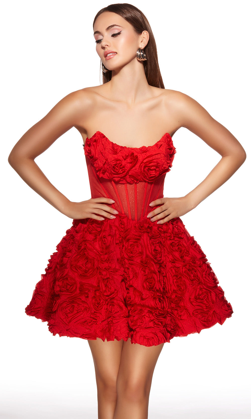 Alyce Paris 30079 - Rosette Strapless Satin Cocktail Dress - back view