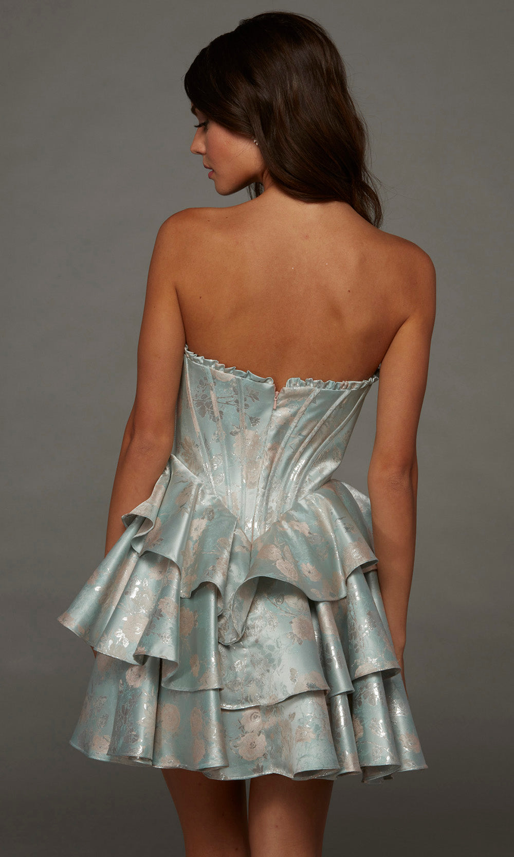 Alyce Paris 30112 - Print Jacquard Tiered Short Dress