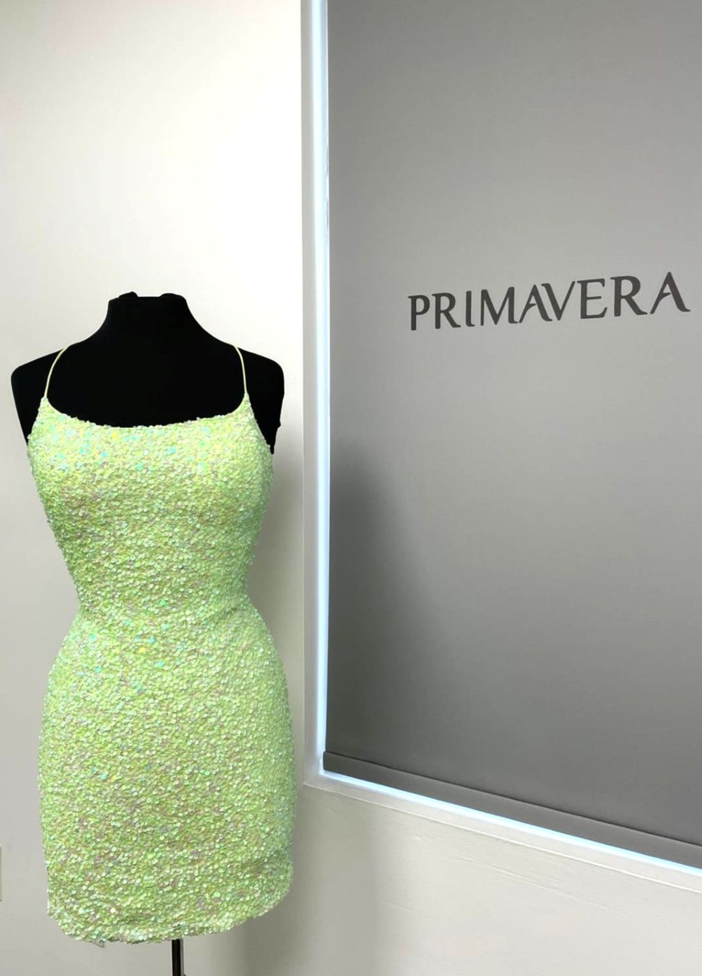 Primavera Couture - 3351 Sequined Strappy Back Fitted Cocktail Dress