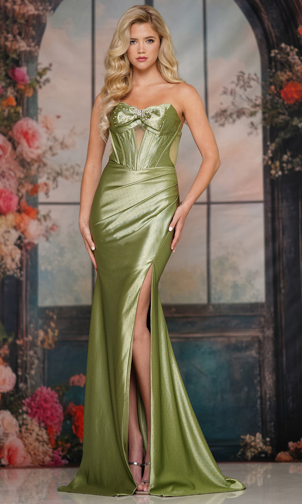 Colors Dress 3717 - Beaded Bow Sweetheart Long Gown - view 6