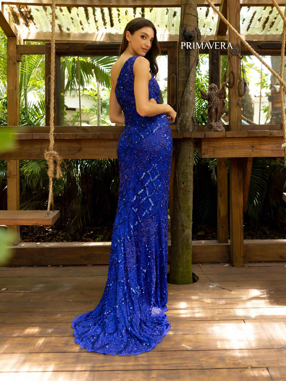 Primavera Couture - 3729 One Shoulder Asymmetrical Dress