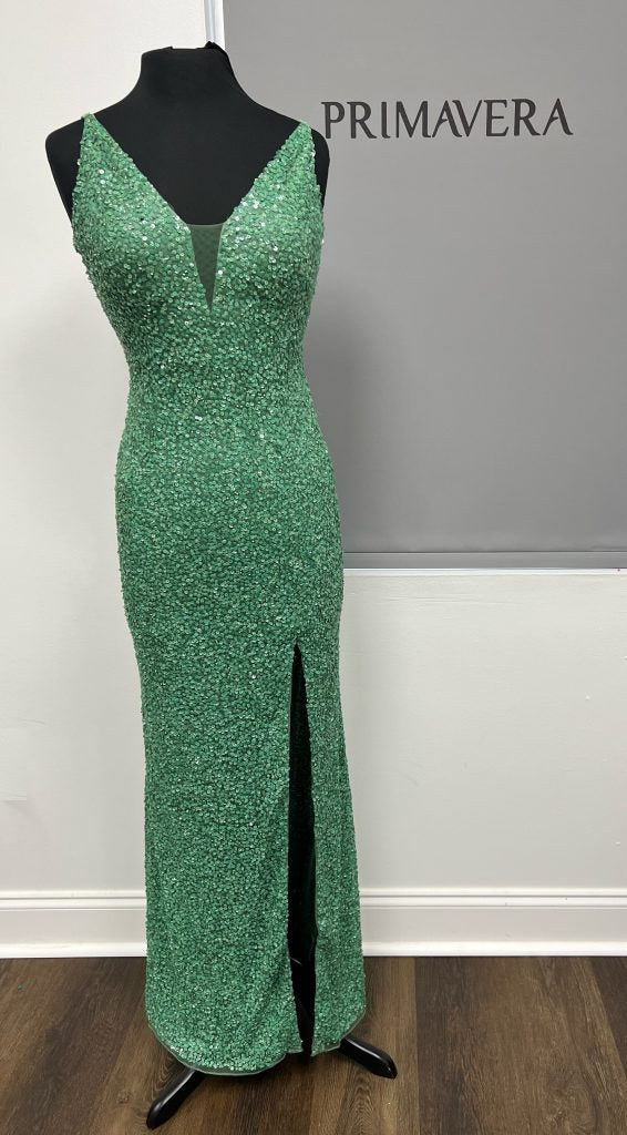 Primavera Couture - 3792 Sleeveless Sequin High Slit Dress