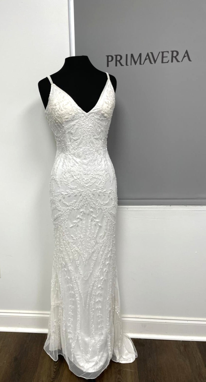 Primavera Couture 3793 - Deep V-Neck Sheath Evening Gown
