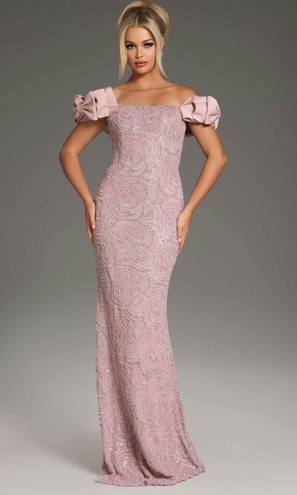 Jovani 38112 - Sequin Lace Off Shoulder Evening Gown - designer formal gown at Silhouette Dresses
