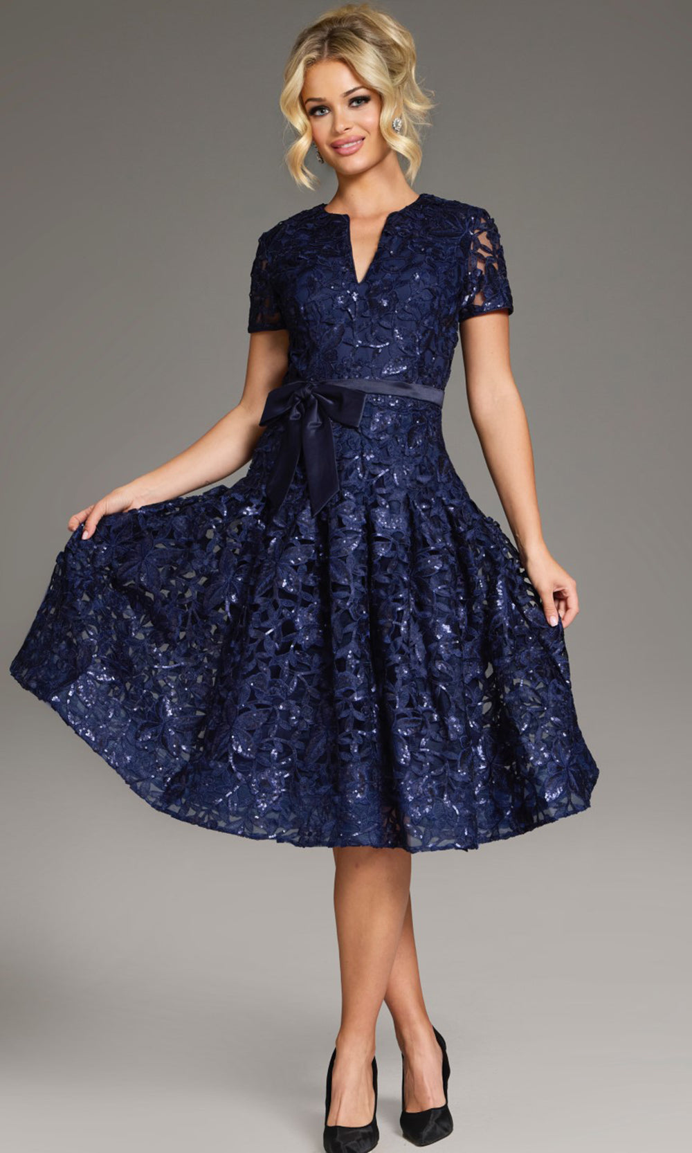 Jovani 39427 - Sequin Lace Tea-length A-Line Dress - designer homecoming dress at Silhouette Dresses