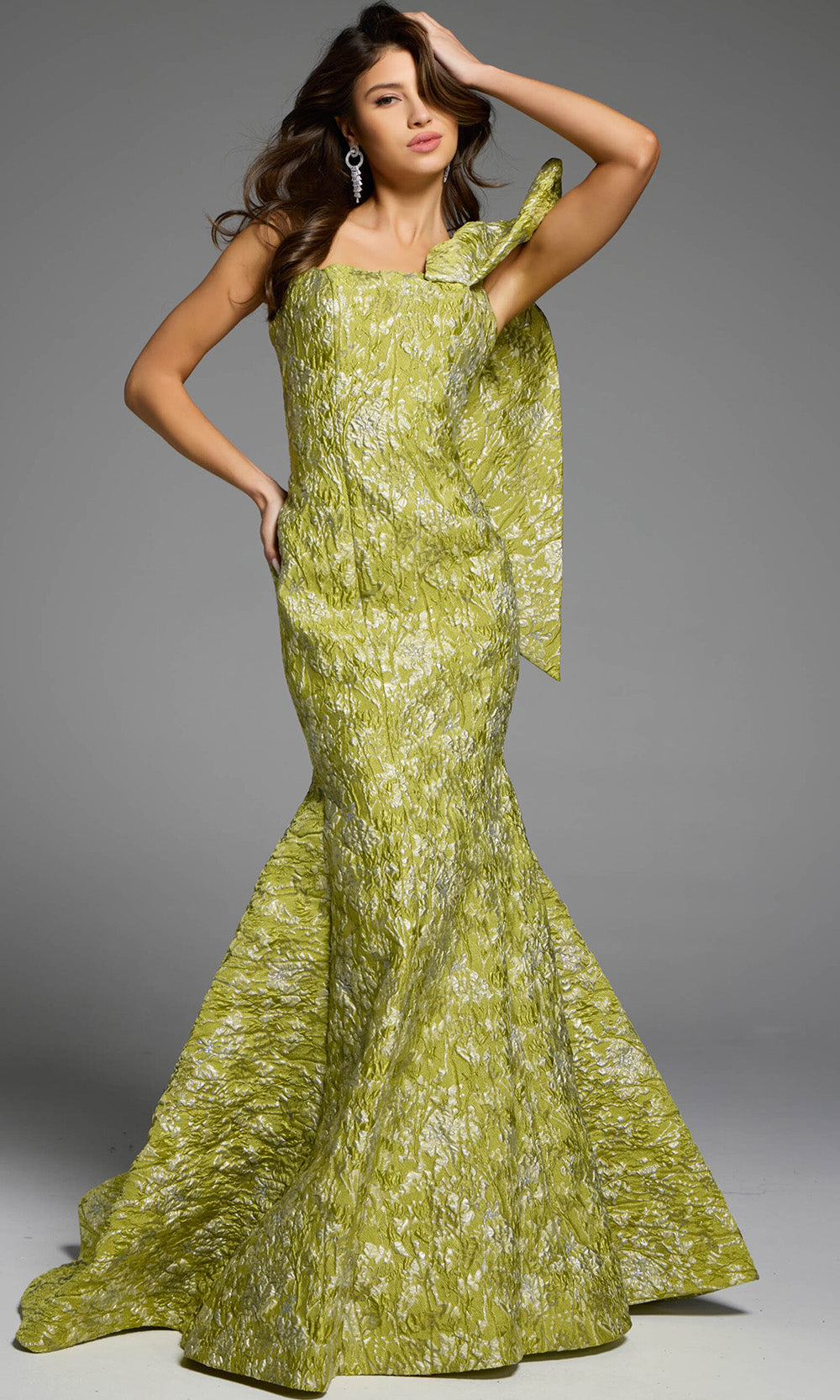 Jovani 41130 - One Shoulder Bow Mermaid Gown - view 4