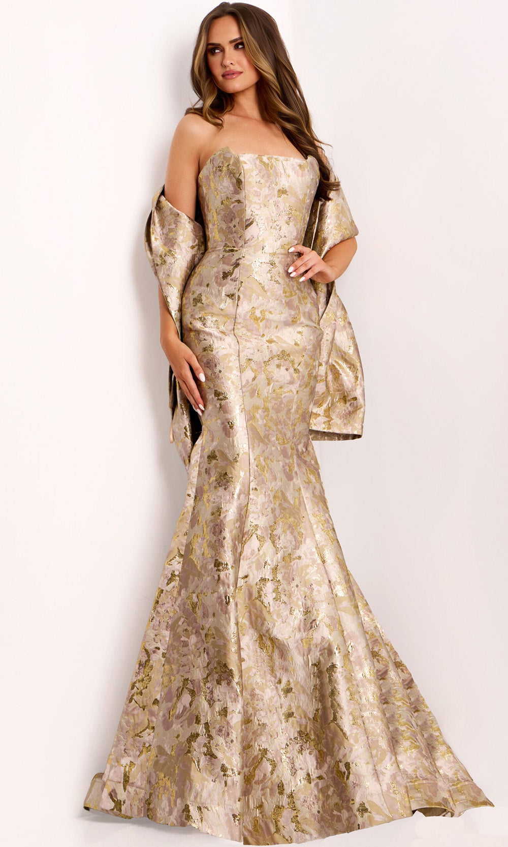 Jovani 41131 - Strapless Mermaid Gown with Bow Back - designer formal gown at Silhouette Dresses