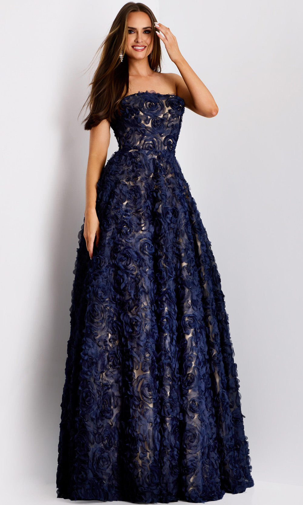Jovani 41188 - Strapless Embroidered Tulle Evening Gown - back view
