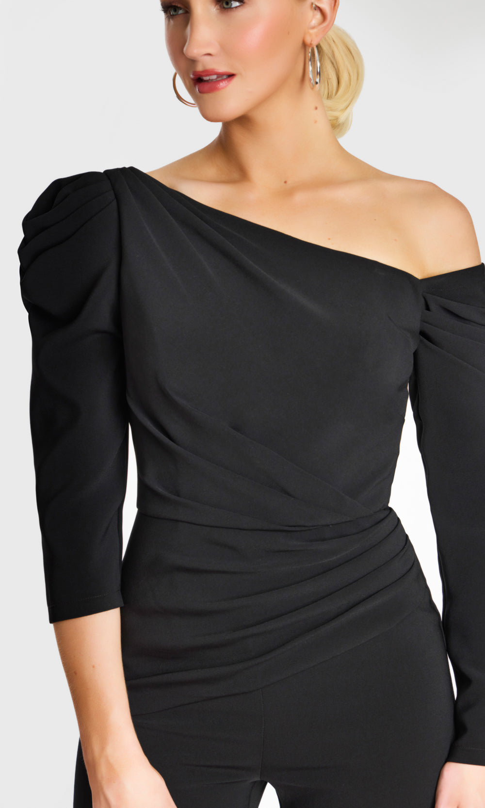 Jovani 42522 - Wide-Leg Asymmetric Neckline Jumpsuit - back view
