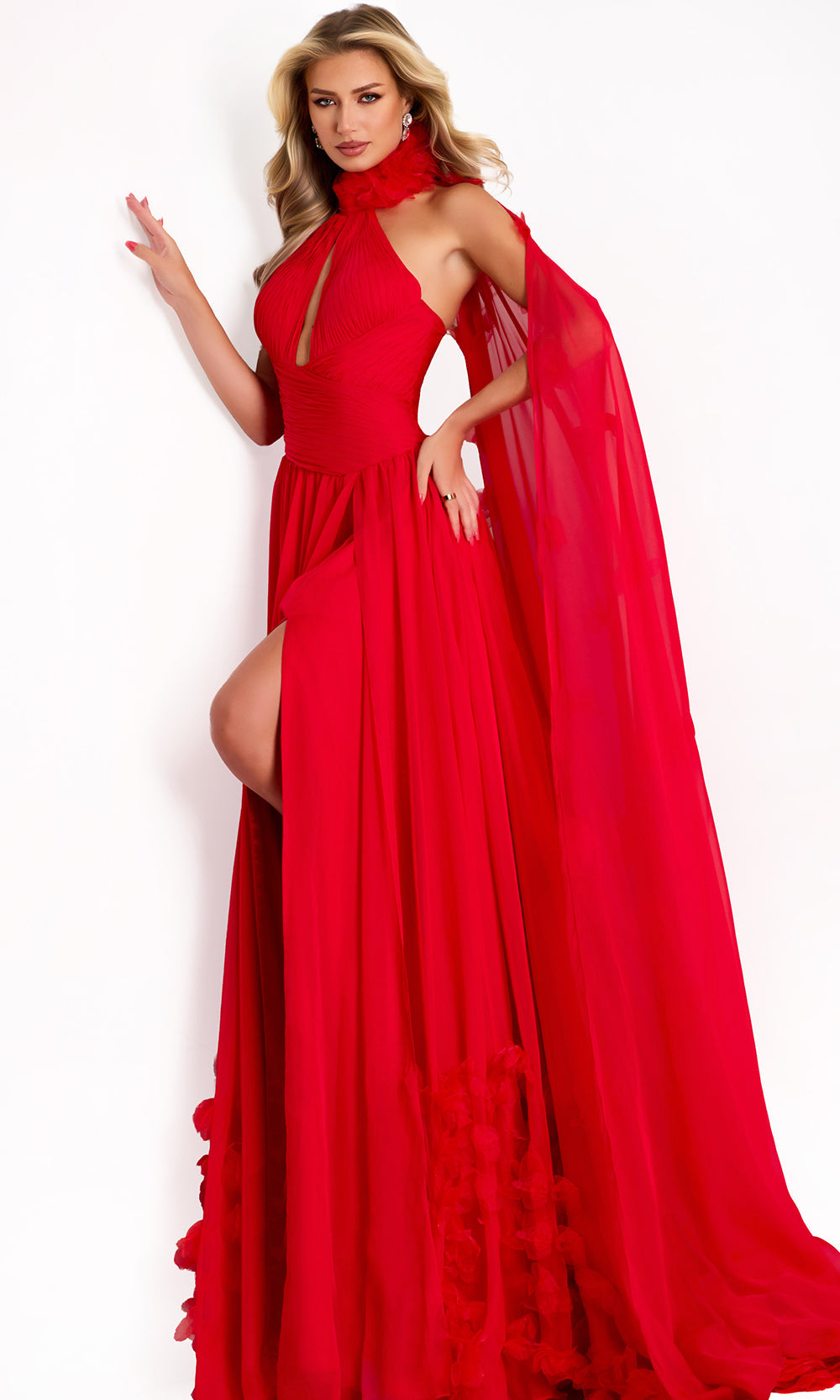 Jovani 42861 - Halter A-Line Gown with Attached Cape - designer prom dress at Silhouette Dresses