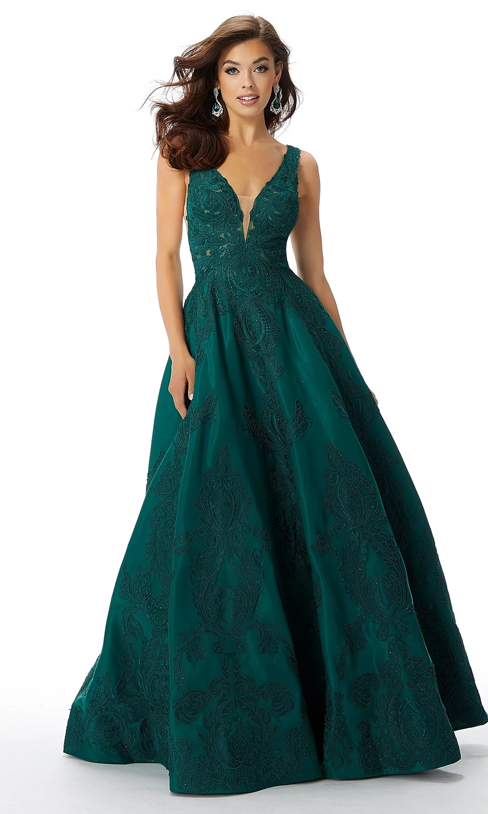 Mori Lee 49327 - Baroque Plunging Neckline Ballgown - back view
