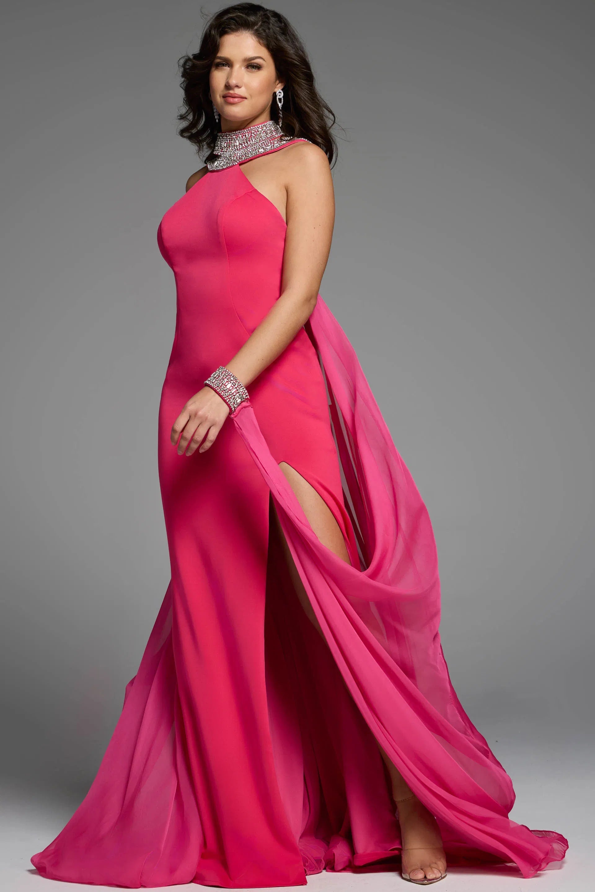 Jovani 43697 - Jeweled Halter Prom Dress - detail view