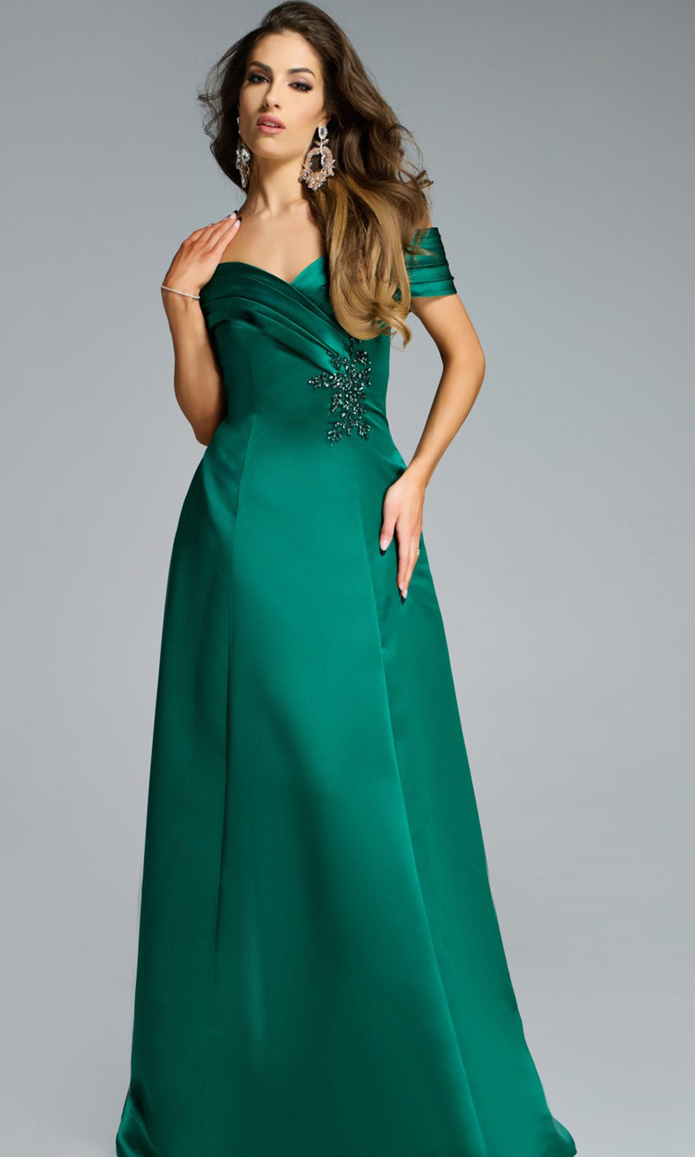 Jovani 43808 - Embellished Off Shoulder A-Line Gown - designer formal gown at Silhouette Dresses